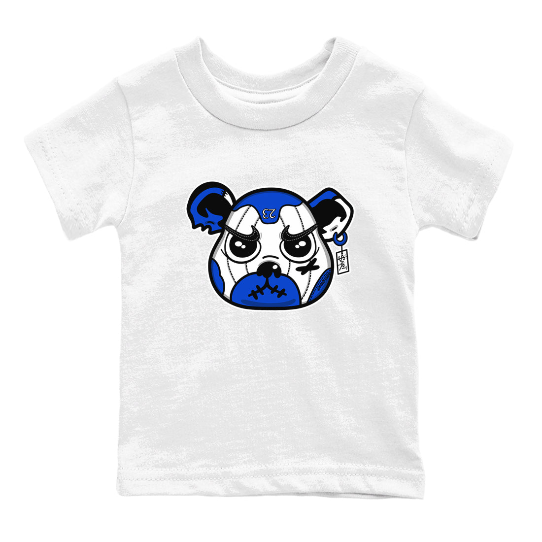 12s Blueberry shirts to match jordans Sneaker Bear Face best t shirts to wear with jordans AJ12 White and Game Royal match shoes to clothes SNRT Sneaker Tees Youth Baby White 2 tee