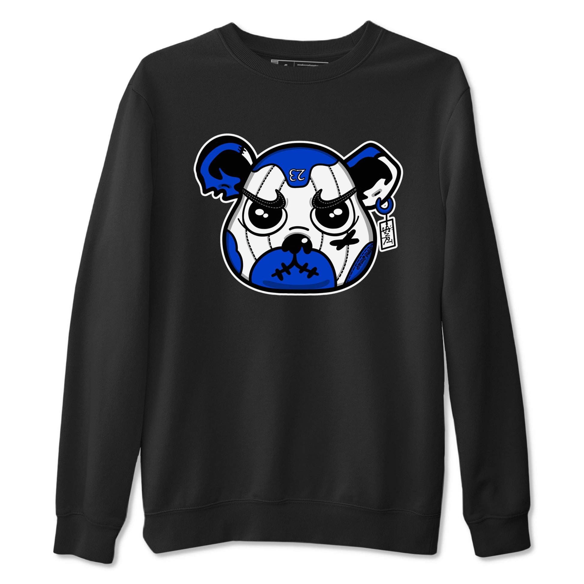 12s Blueberry shirts to match jordans Sneaker Bear Face best t shirts to wear with jordans AJ12 White and Game Royal match shoes to clothes SNRT Sneaker Tees unisex cotton Black 2 shirts