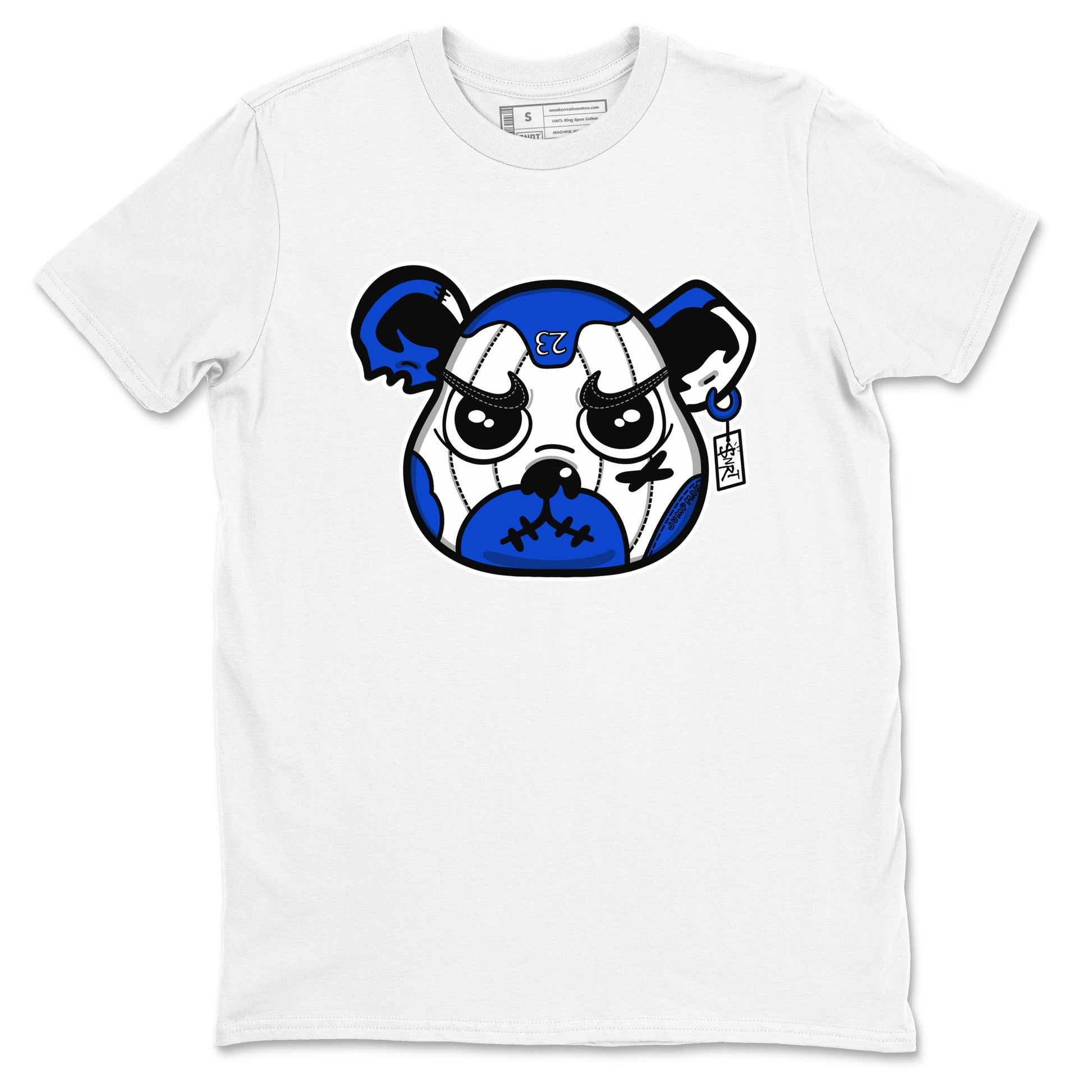 12s Blueberry shirts to match jordans Sneaker Bear Face best t shirts to wear with jordans AJ12 White and Game Royal match shoes to clothes SNRT Sneaker Tees unisex cotton White 2 shirts