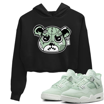 4s Abundance shirts to match jordans Sneaker Bear Face sneaker match tees Air Jordan 4 Seafoam match shoes to clothes SNRT Sneaker Tees unisex cotton Black 1 crop tee