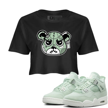 4s Abundance shirts to match jordans Sneaker Bear Face sneaker match tees Air Jordan 4 Seafoam match shoes to clothes SNRT Sneaker Tees unisex cotton Black 1 crop tee