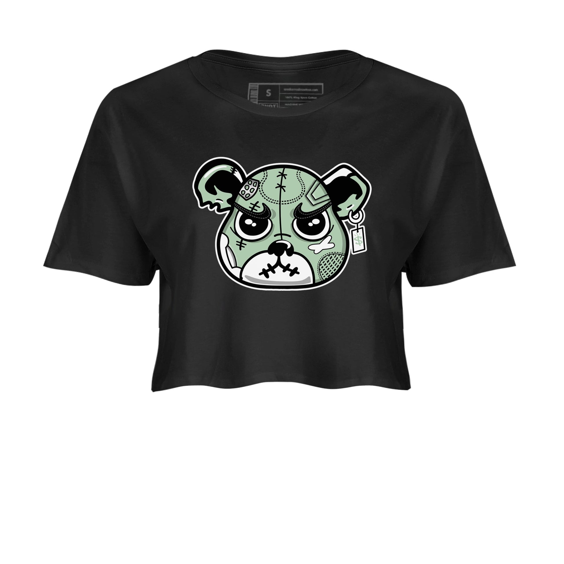 4s Abundance shirts to match jordans Sneaker Bear Face sneaker match tees Air Jordan 4 Seafoam match shoes to clothes SNRT Sneaker Tees unisex cotton Black 2 crop tee