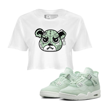 4s Abundance shirts to match jordans Sneaker Bear Face sneaker match tees Air Jordan 4 Seafoam match shoes to clothes SNRT Sneaker Tees unisex cotton White 1 crop tee