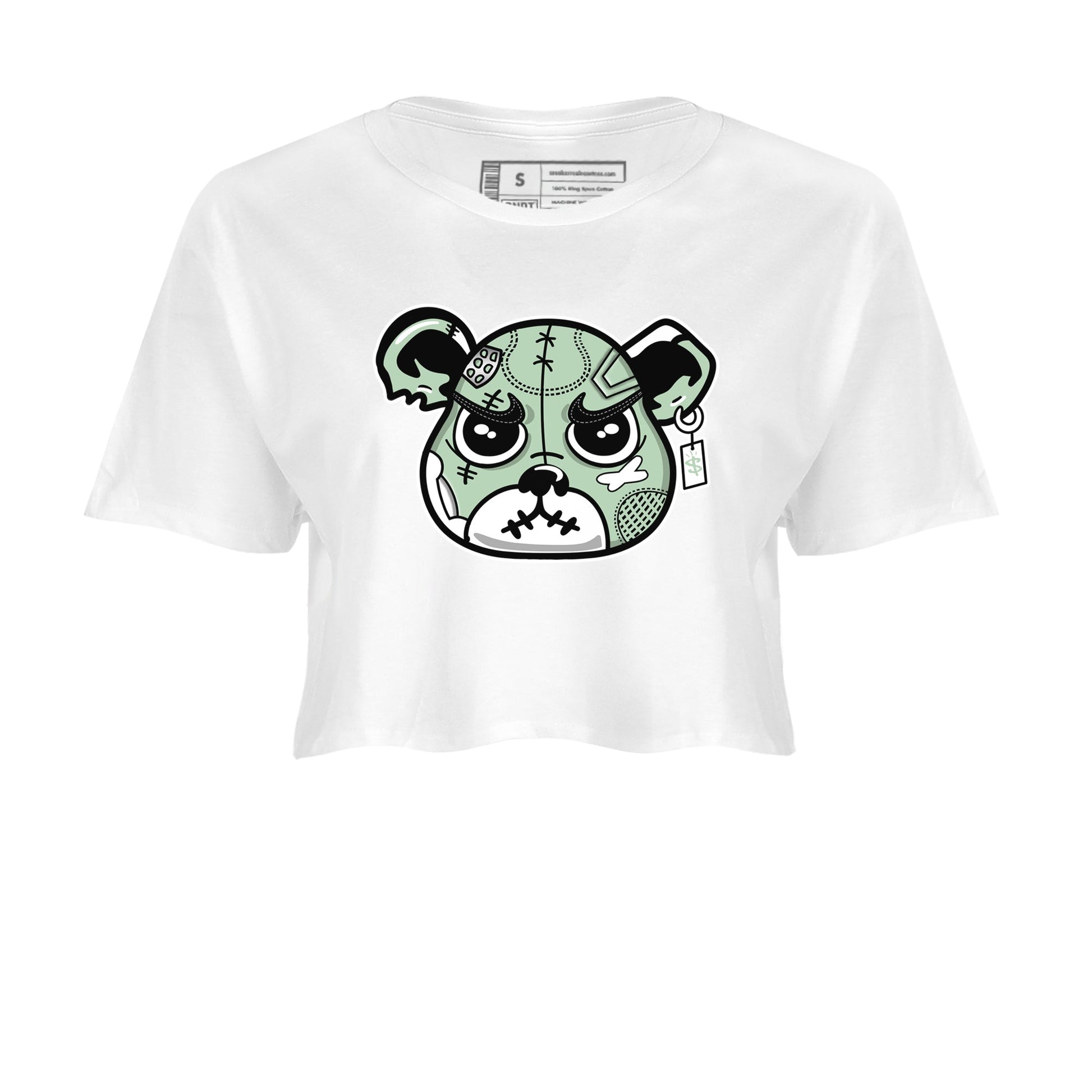 4s Abundance shirts to match jordans Sneaker Bear Face sneaker match tees Air Jordan 4 Seafoam match shoes to clothes SNRT Sneaker Tees unisex cotton White 2 crop tee