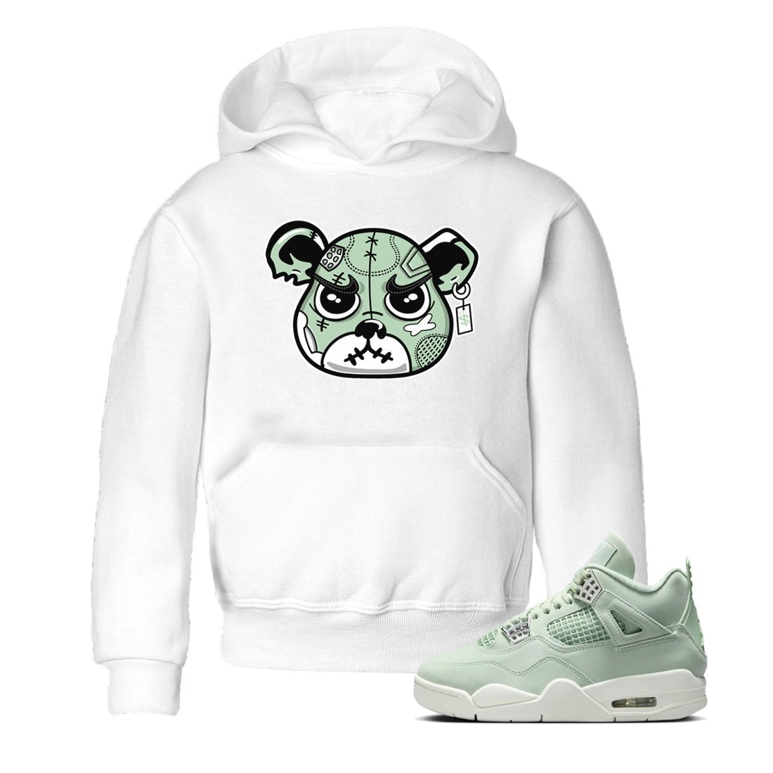 4s Abundance shirts to match jordans Sneaker Bear Face sneaker match tees Air Jordan 4 Seafoam match shoes to clothes SNRT Sneaker Tees Youth Baby White 1 tee