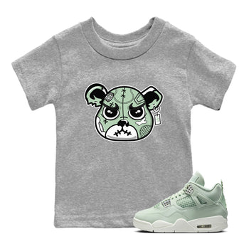 4s Abundance shirts to match jordans Sneaker Bear Face sneaker match tees Air Jordan 4 Seafoam match shoes to clothes SNRT Sneaker Tees Youth Baby Heather Grey 1 tee