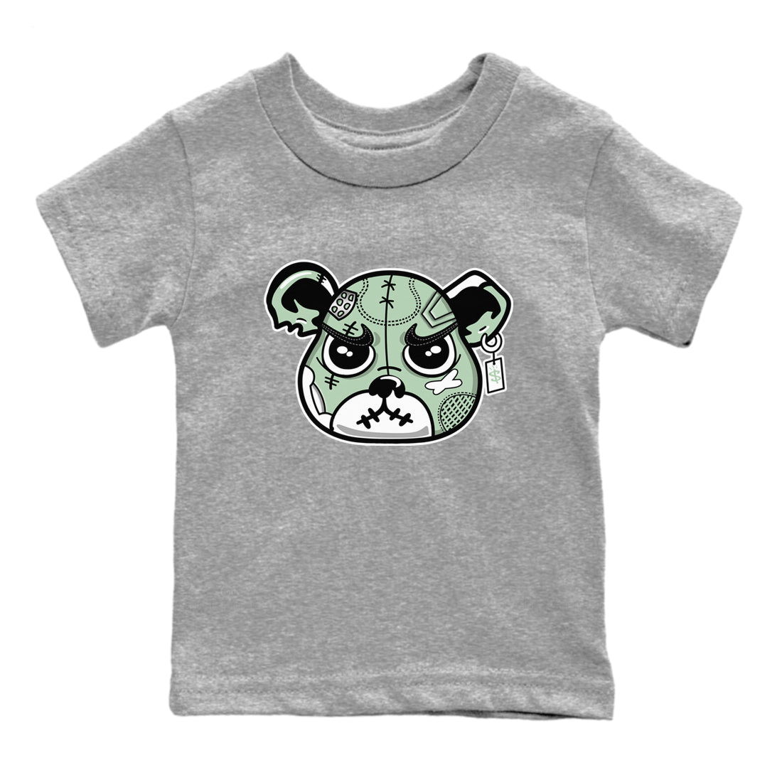 4s Abundance shirts to match jordans Sneaker Bear Face sneaker match tees Air Jordan 4 Seafoam match shoes to clothes SNRT Sneaker Tees Youth Baby Heather Grey 2 tee