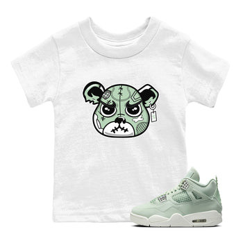 4s Abundance shirts to match jordans Sneaker Bear Face sneaker match tees Air Jordan 4 Seafoam match shoes to clothes SNRT Sneaker Tees Youth Baby White 1 tee
