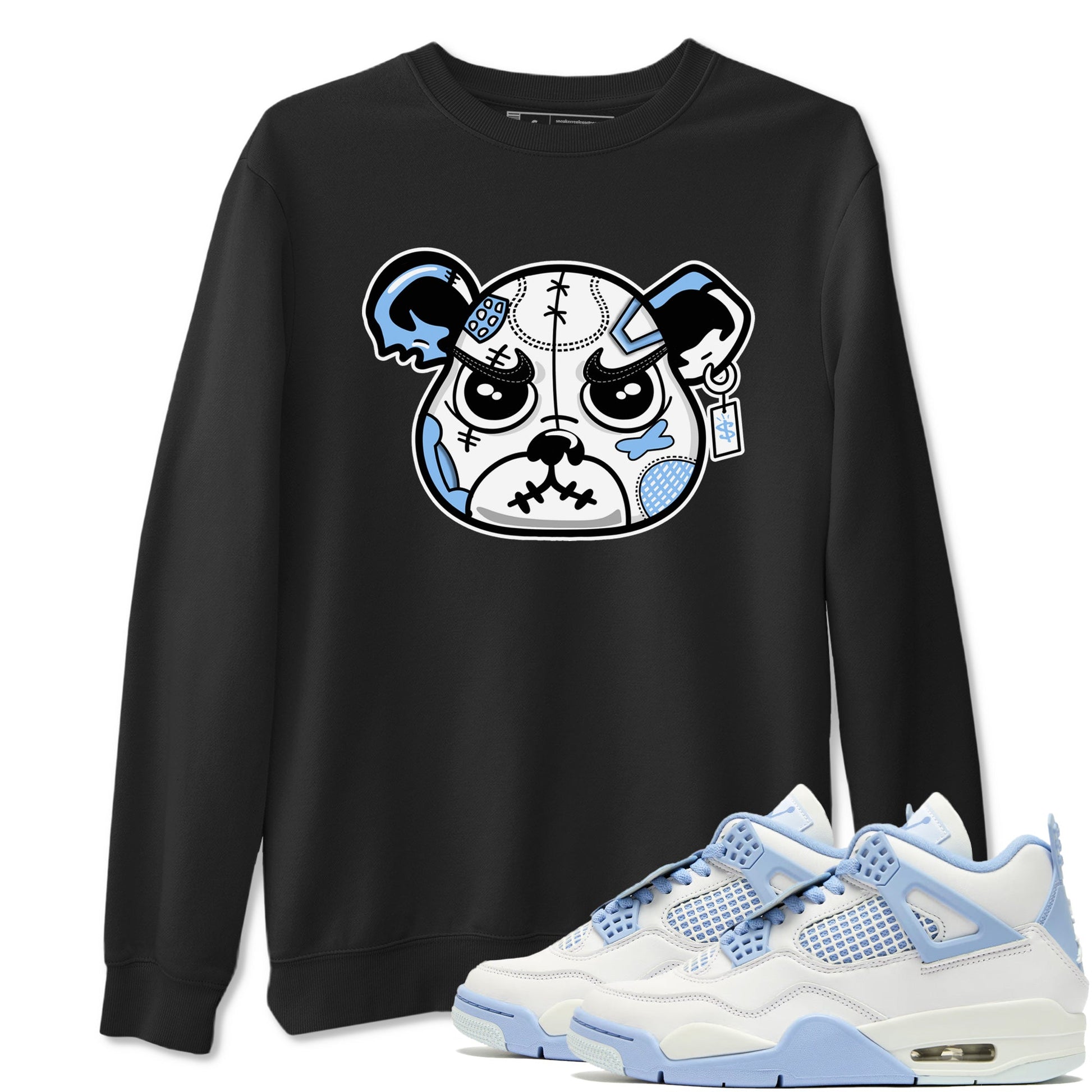 Sneaker Bear Face sneaker match t-shirt styled to complete your fit with the Air Jordan 4 Aluminum sneakers, shown in Black 1.