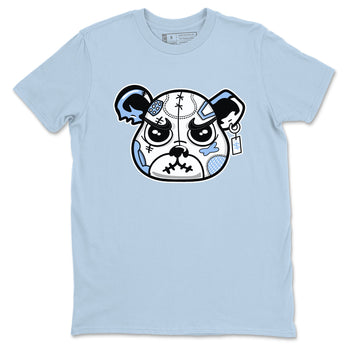 Sneaker Bear Face sneaker match t-shirt styled to complete your fit with the Air Jordan 4 Aluminum sneakers, shown in Light Blue 2.