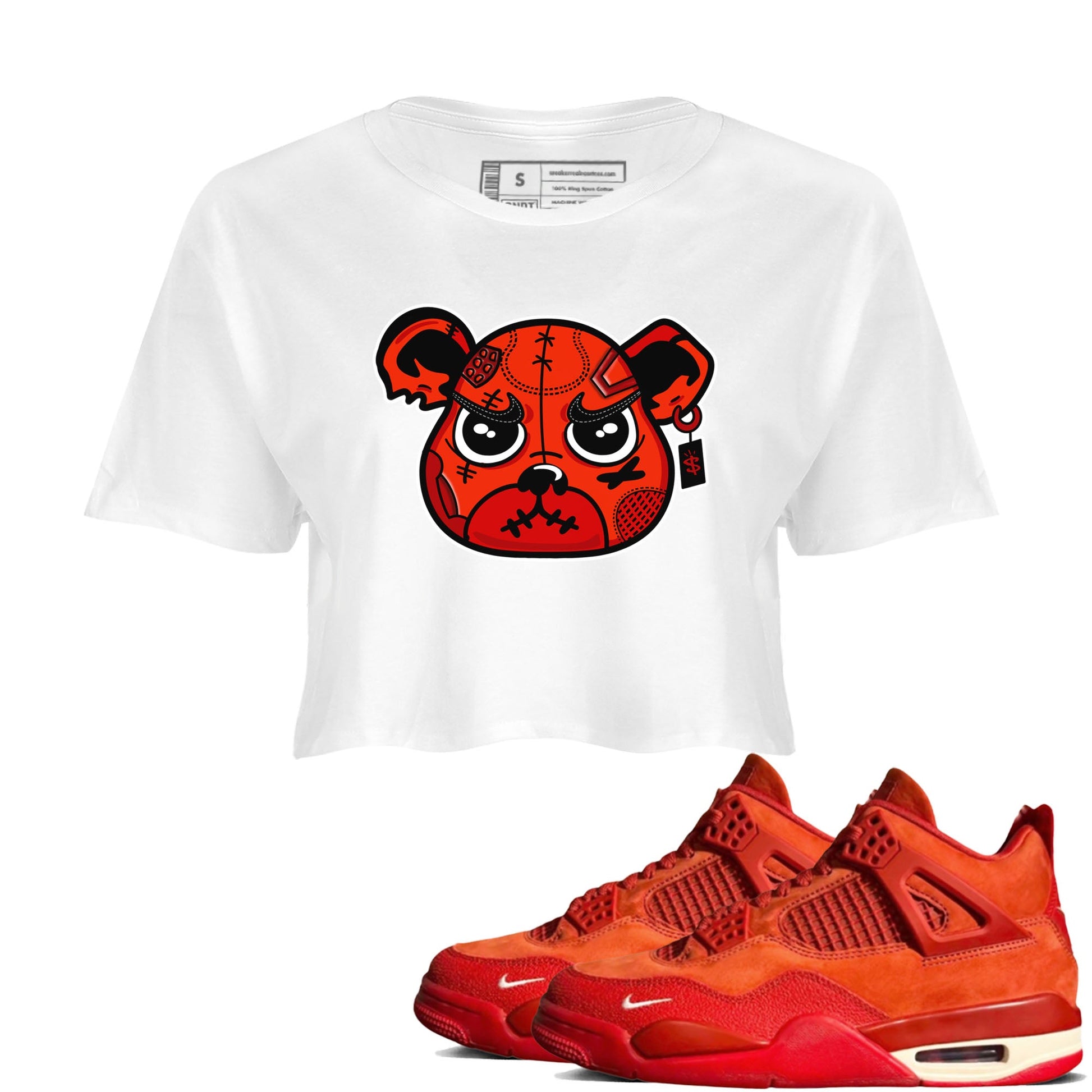 Nigel Sylvester x Air Jordan 4 Brick by Brick shirts to match jordans Sneaker Bear Face sneaker match tees Air Jordan 4 Brick By Brick match shoes to clothes SNRT Sneaker Tees unisex cotton White 1 crop tee