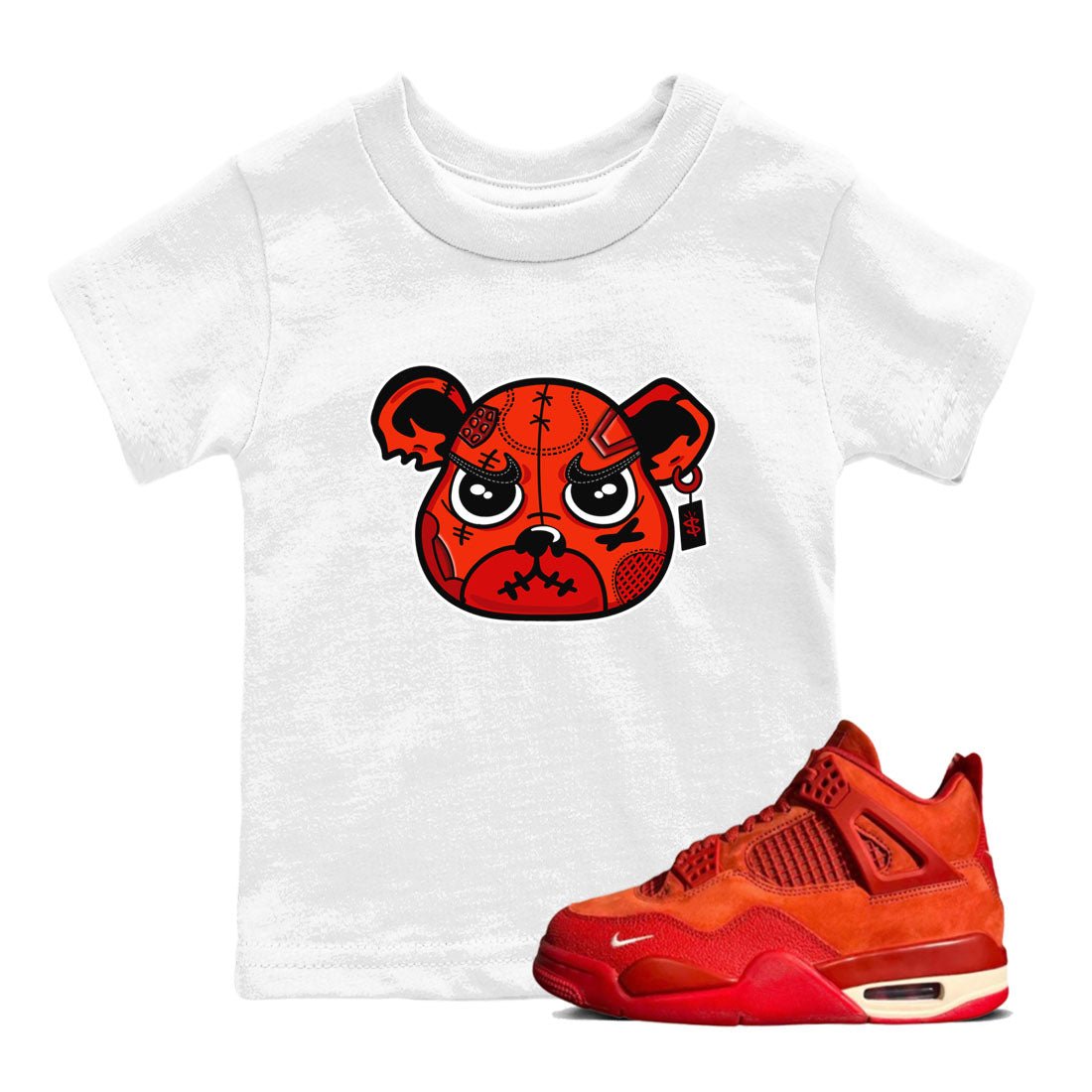 Nigel Sylvester x Air Jordan 4 Brick by Brick shirts to match jordans Sneaker Bear Face sneaker match tees Air Jordan 4 Brick By Brick match shoes to clothes SNRT Sneaker Tees Youth Baby White 1 tee