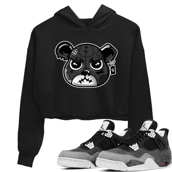 4s Fear shirts to match jordans Sneaker Bear Face sneaker match tees Air Jordan 4 Retro Fear match shoes to clothes SNRT Sneaker Tees unisex cotton Black 1 crop tee