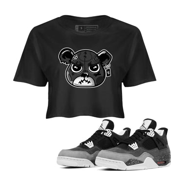 4s Fear shirts to match jordans Sneaker Bear Face sneaker match tees Air Jordan 4 Retro Fear match shoes to clothes SNRT Sneaker Tees unisex cotton Black 1 crop tee