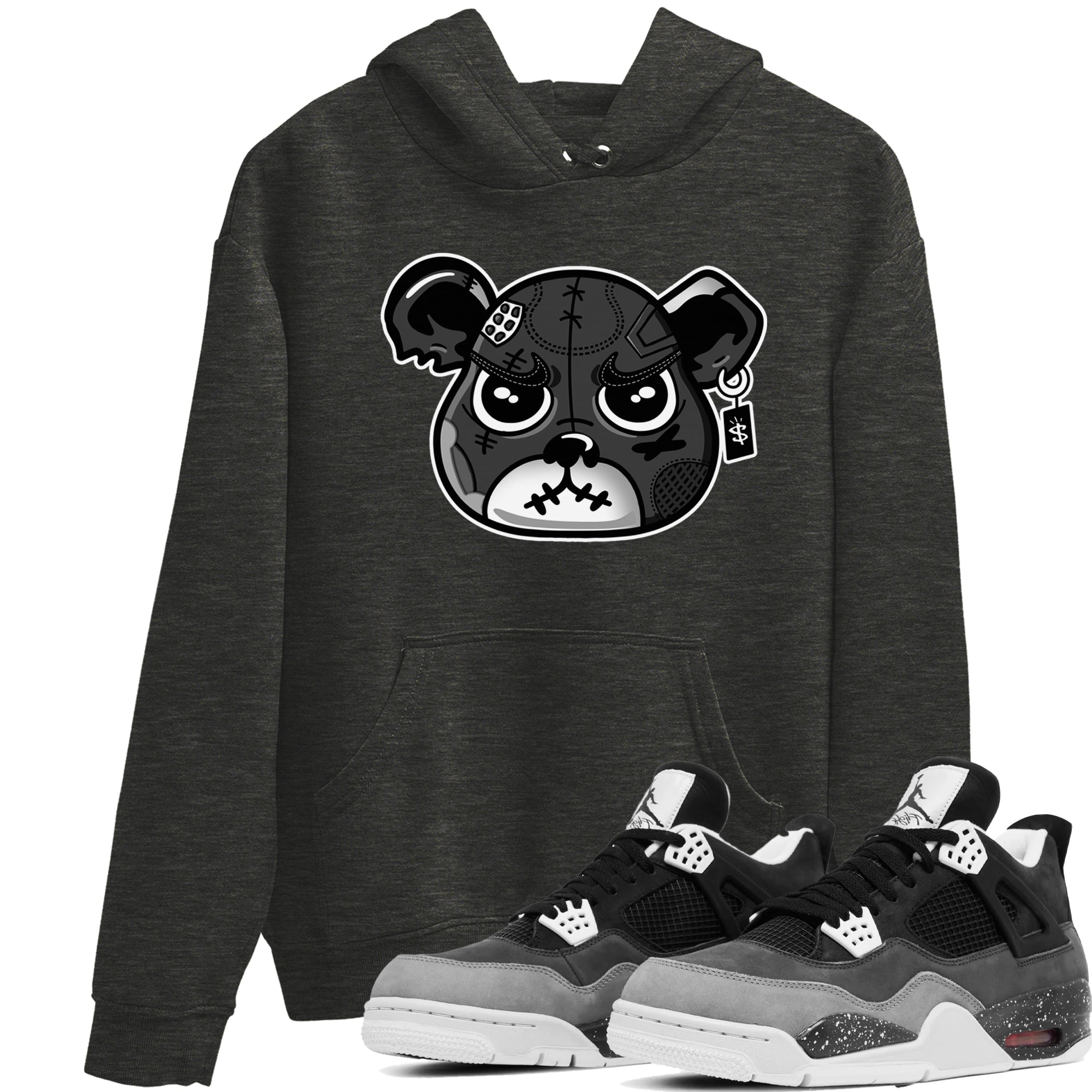 4s Fear shirts to match jordans Sneaker Bear Face sneaker match tees Air Jordan 4 Retro Fear match shoes to clothes SNRT Sneaker Tees unisex cotton Charcoal Heather 1 shirts