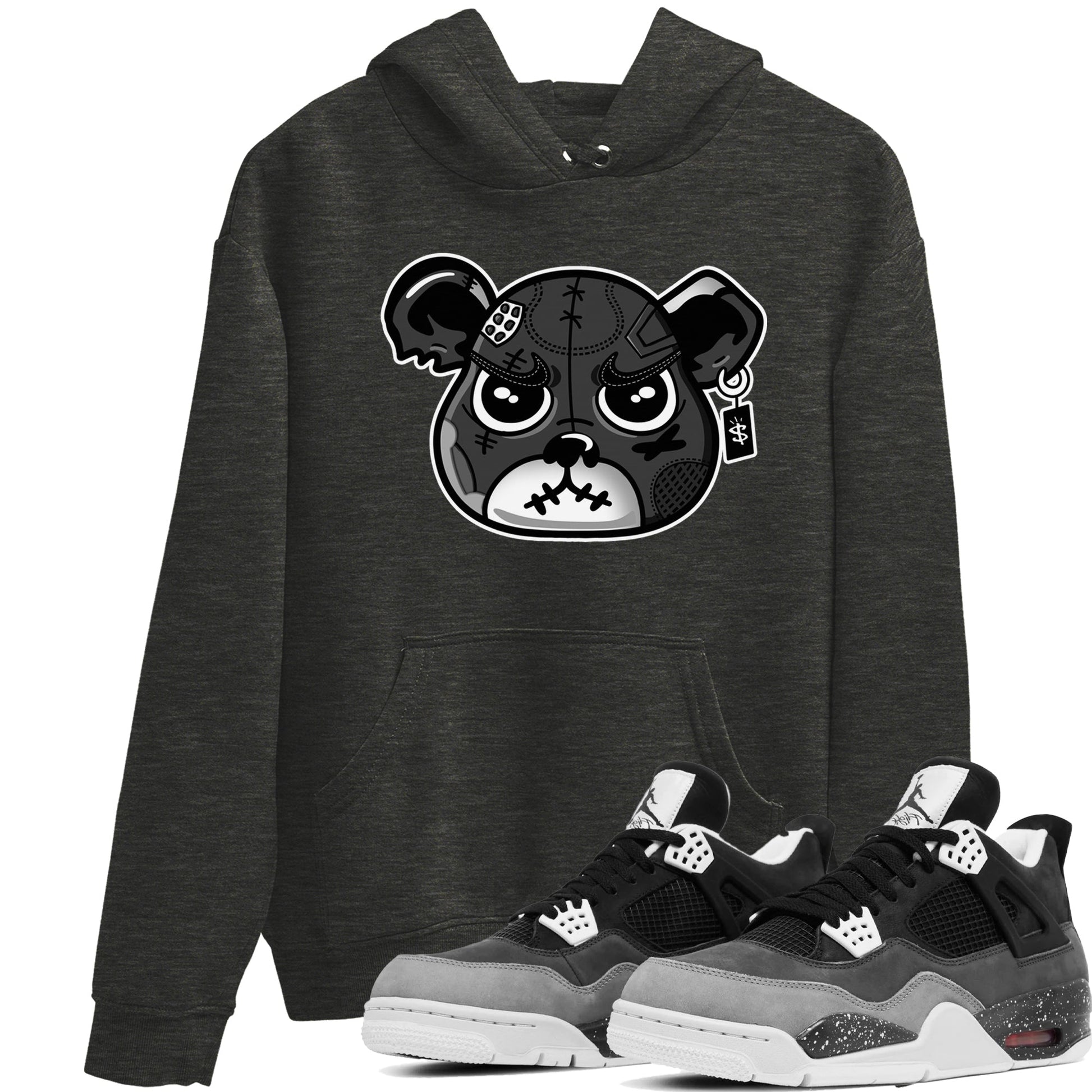 4s Fear shirts to match jordans Sneaker Bear Face sneaker match tees Air Jordan 4 Retro Fear match shoes to clothes SNRT Sneaker Tees unisex cotton Charcoal Heather 1 shirts