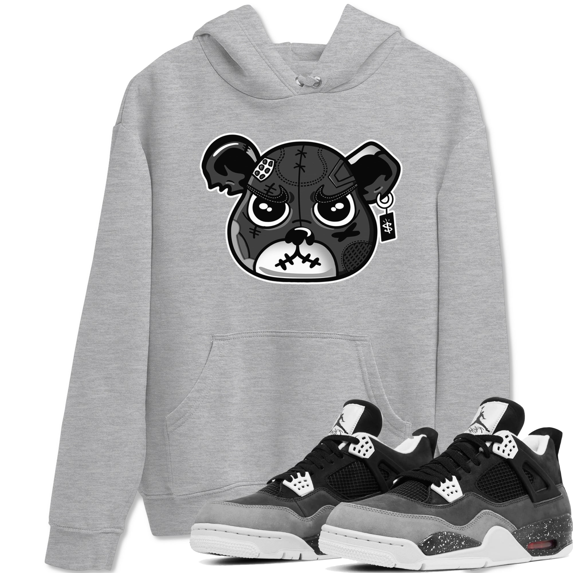 4s Fear shirts to match jordans Sneaker Bear Face sneaker match tees Air Jordan 4 Retro Fear match shoes to clothes SNRT Sneaker Tees unisex cotton Heather Grey 1 shirts