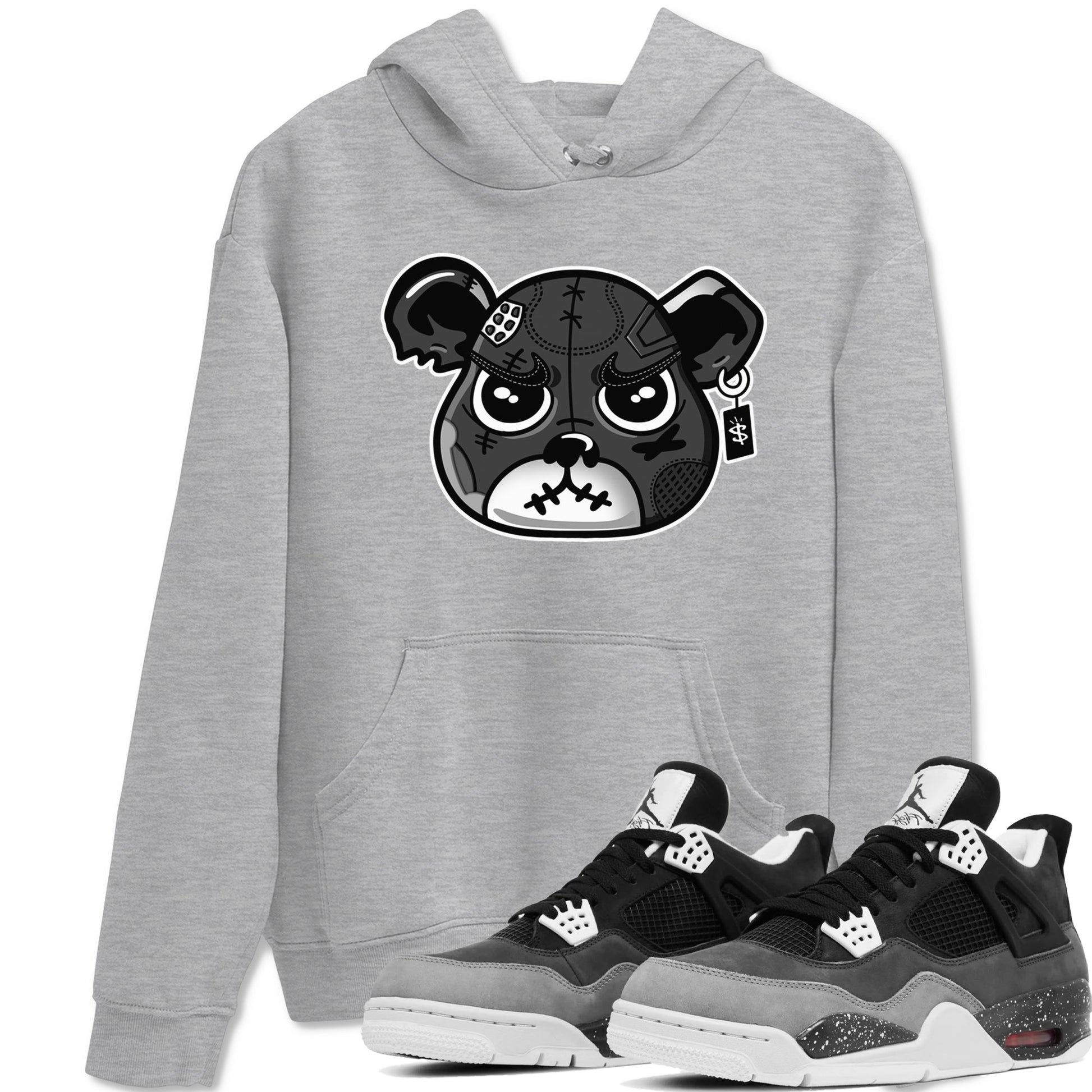 4s Fear shirts to match jordans Sneaker Bear Face sneaker match tees Air Jordan 4 Retro Fear match shoes to clothes SNRT Sneaker Tees unisex cotton Heather Grey 1 shirts
