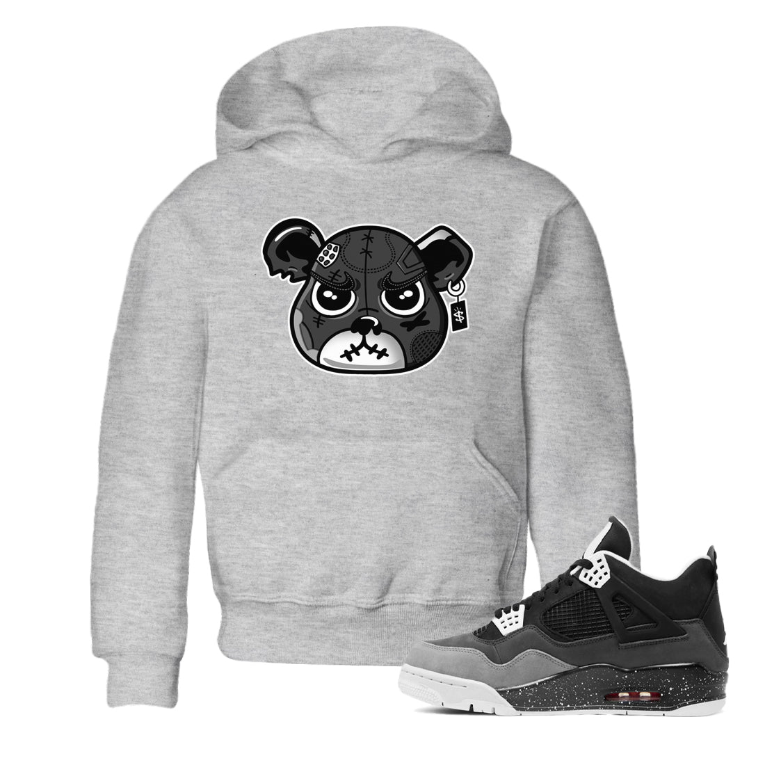 4s Fear shirts to match jordans Sneaker Bear Face sneaker match tees Air Jordan 4 Retro Fear match shoes to clothes SNRT Sneaker Tees Youth Baby Heather Grey 1 tee