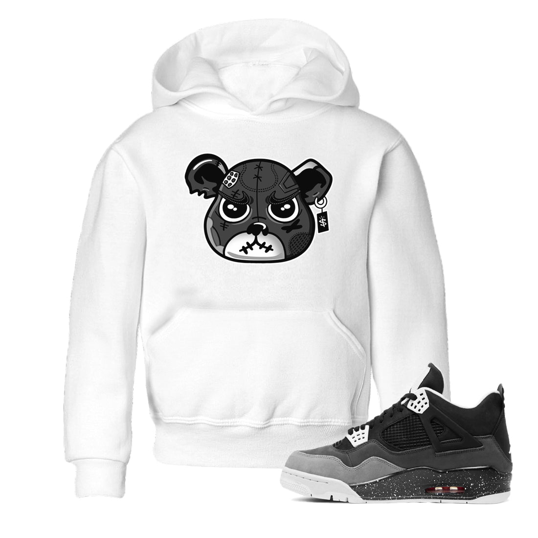 4s Fear shirts to match jordans Sneaker Bear Face sneaker match tees Air Jordan 4 Retro Fear match shoes to clothes SNRT Sneaker Tees Youth Baby White 1 tee
