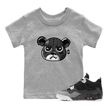 4s Fear shirts to match jordans Sneaker Bear Face sneaker match tees Air Jordan 4 Retro Fear match shoes to clothes SNRT Sneaker Tees Youth Baby Heather Grey 1 tee