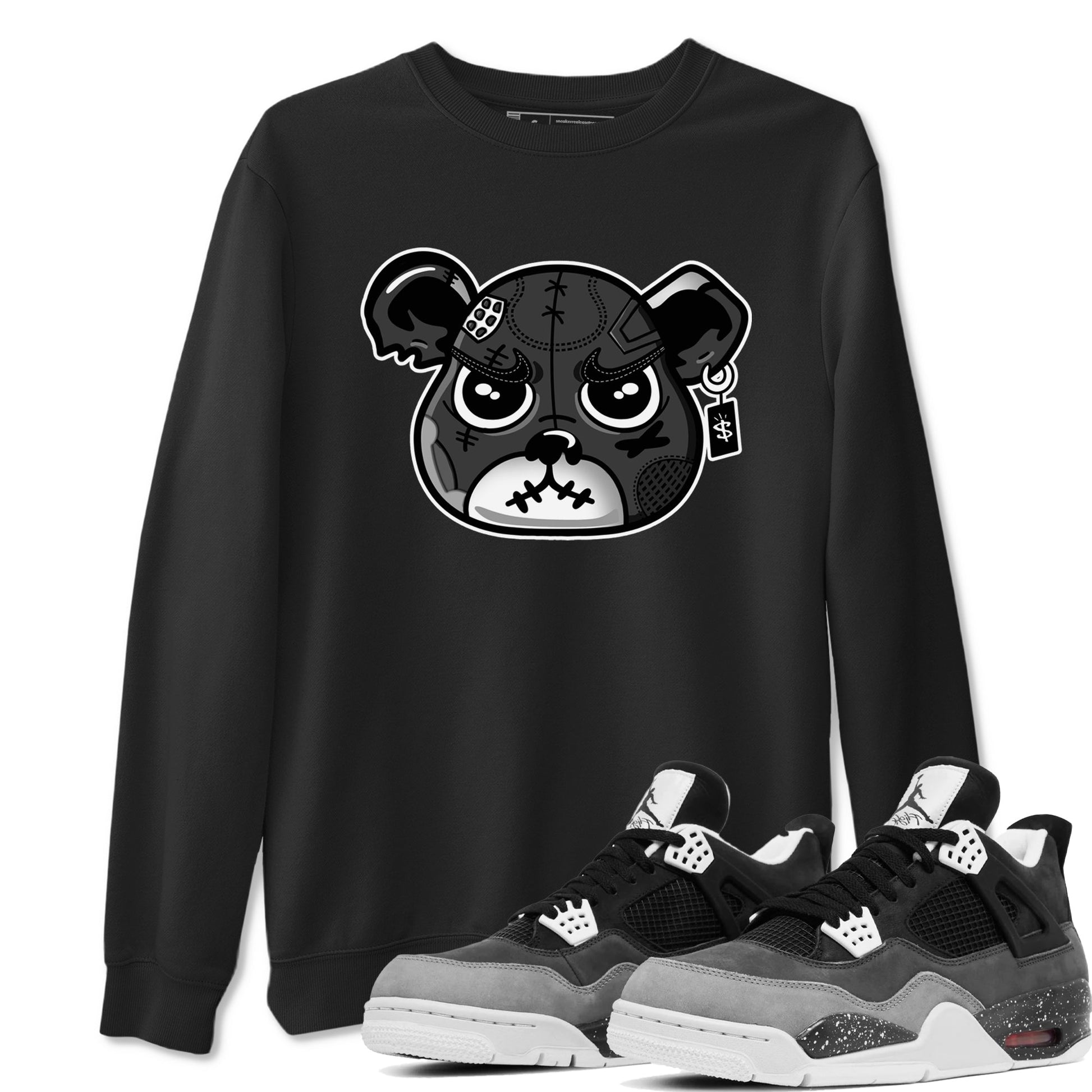 4s Fear shirts to match jordans Sneaker Bear Face sneaker match tees Air Jordan 4 Retro Fear match shoes to clothes SNRT Sneaker Tees unisex cotton Black 1 shirts