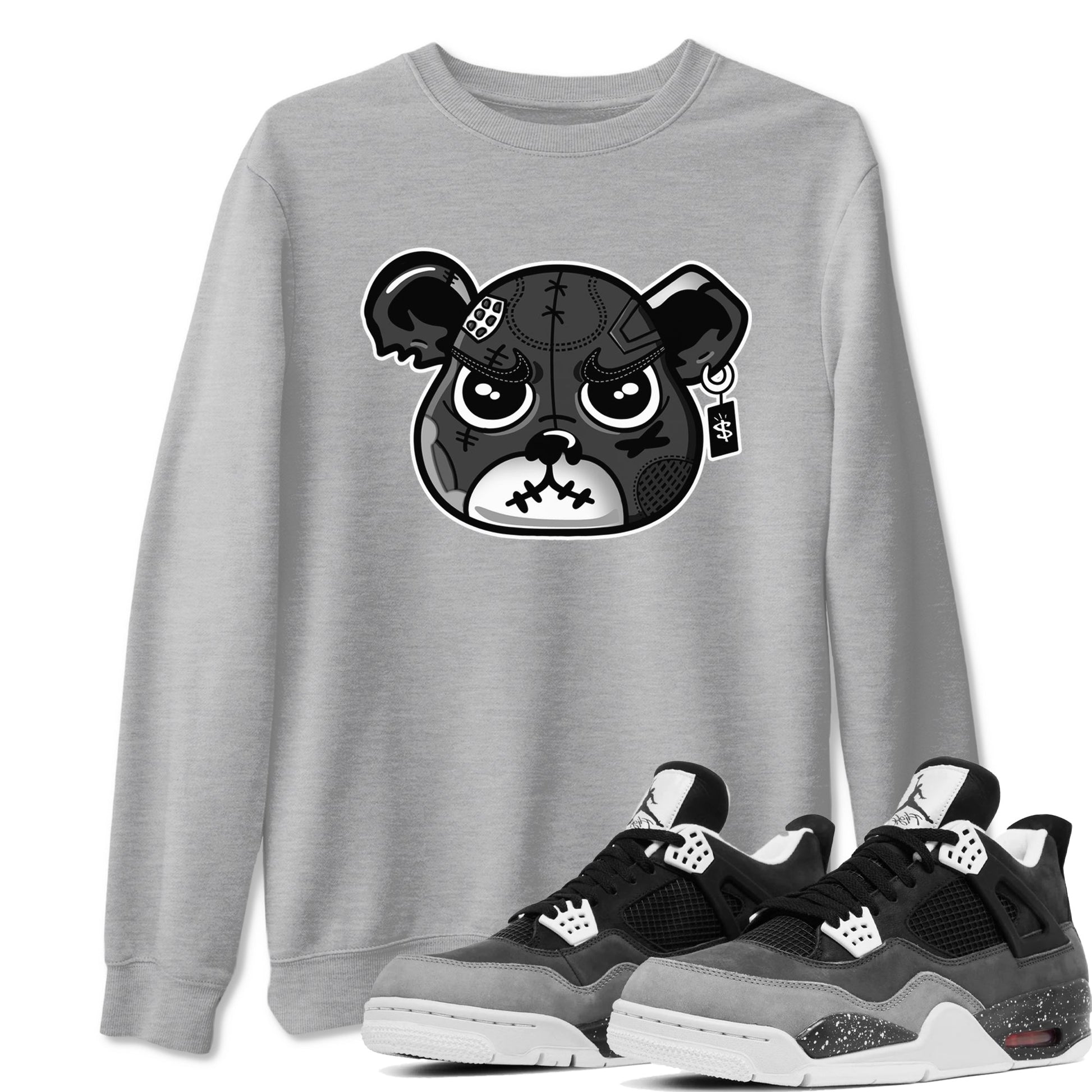 4s Fear shirts to match jordans Sneaker Bear Face sneaker match tees Air Jordan 4 Retro Fear match shoes to clothes SNRT Sneaker Tees unisex cotton Heather Grey 1 shirts