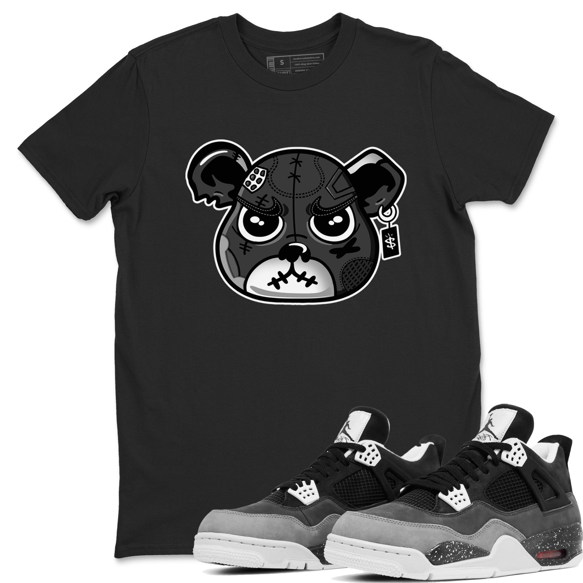 4s Fear shirts to match jordans Sneaker Bear Face sneaker match tees Air Jordan 4 Retro Fear match shoes to clothes SNRT Sneaker Tees unisex cotton Black 1 shirts