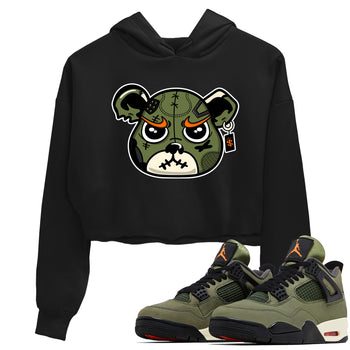 Sneaker match tees – Sneaker Tees To Match Undefeated inspired colorways Air Jordan 4 OG Olive Shoes  – Sneaker Bear Face Crop T-Shirt Black 1