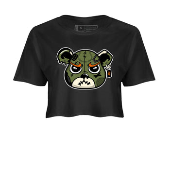 Sneaker match tees – Sneaker Tees To Match Undefeated inspired colorways Air Jordan 4 OG Olive Shoes  – Sneaker Bear Face Crop T-Shirt Black 2