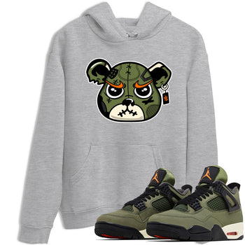 Sneaker match tees – Sneaker Tees To Match Undefeated inspired colorways Air Jordan 4 OG Olive Shoes  – Sneaker Bear Face Tee Heather Grey 1