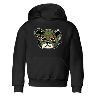 Sneaker match tees – Sneaker Tees To Match Undefeated inspired colorways Air Jordan 4 OG Olive Shoes  – Sneaker Bear Face Kids T-Shirt Black 2