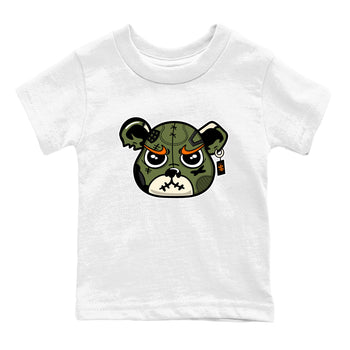 Sneaker match tees – Sneaker Tees To Match Undefeated inspired colorways Air Jordan 4 OG Olive Shoes  – Sneaker Bear Face Kids T-Shirt White 2