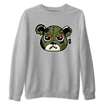 Sneaker match tees – Sneaker Tees To Match Undefeated inspired colorways Air Jordan 4 OG Olive Shoes  – Sneaker Bear Face Tee Heather Grey 2