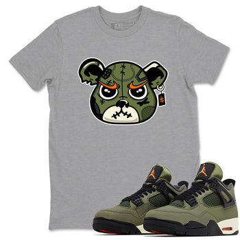 Sneaker match tees – Sneaker Tees To Match Undefeated inspired colorways Air Jordan 4 OG Olive Shoes  – Sneaker Bear Face Tee Heather Grey 1