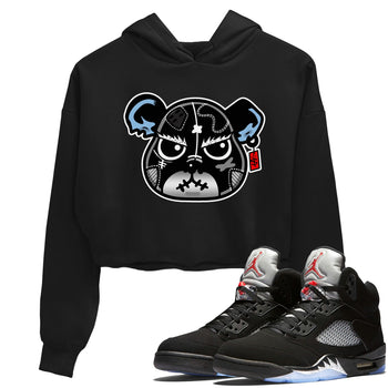 5s Black Metallic Reimagined shirts to match jordans Sneaker Bear Face best t shirts to wear with jordans Air Jordan 5 Reimagined match shoes to clothes SNRT Sneaker Tees unisex cotton Black 1 crop tee
