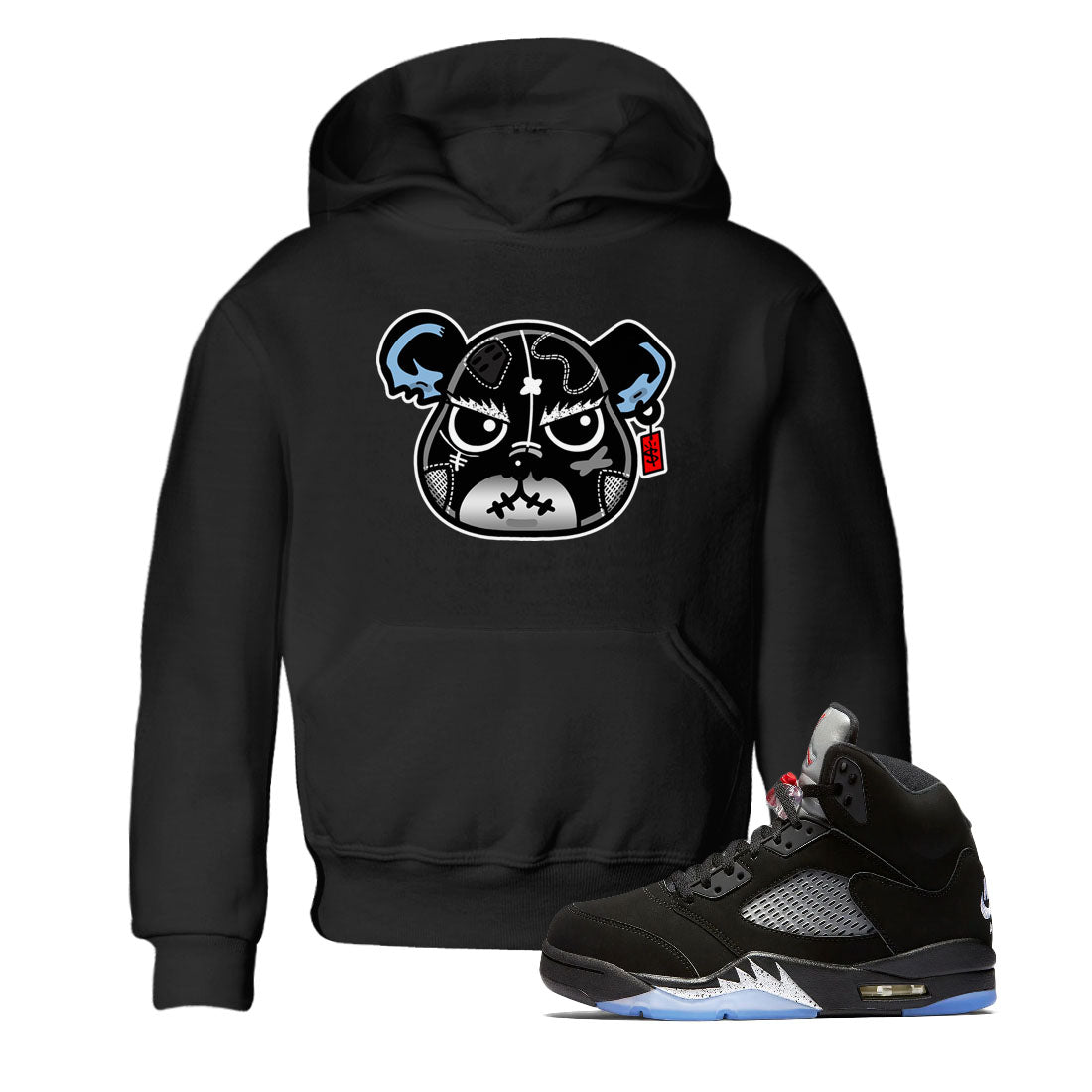 5s Black Metallic Reimagined shirts to match jordans Sneaker Bear Face best t shirts to wear with jordans Air Jordan 5 Reimagined match shoes to clothes SNRT Sneaker Tees Youth Baby Black 1 tee
