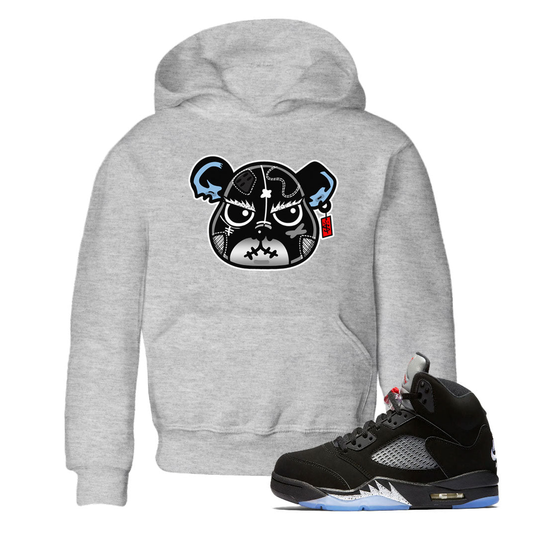 5s Black Metallic Reimagined shirts to match jordans Sneaker Bear Face best t shirts to wear with jordans Air Jordan 5 Reimagined match shoes to clothes SNRT Sneaker Tees Youth Baby Heather Grey 1 tee
