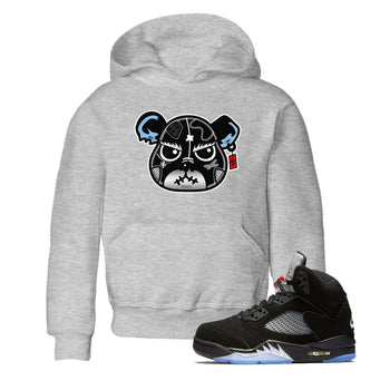5s Black Metallic Reimagined shirts to match jordans Sneaker Bear Face best t shirts to wear with jordans Air Jordan 5 Reimagined match shoes to clothes SNRT Sneaker Tees Youth Baby Heather Grey 1 tee