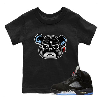 5s Black Metallic Reimagined shirts to match jordans Sneaker Bear Face best t shirts to wear with jordans Air Jordan 5 Reimagined match shoes to clothes SNRT Sneaker Tees Youth Baby Black 1 tee