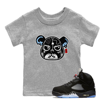 5s Black Metallic Reimagined shirts to match jordans Sneaker Bear Face best t shirts to wear with jordans Air Jordan 5 Reimagined match shoes to clothes SNRT Sneaker Tees Youth Baby Heather Grey 1 tee