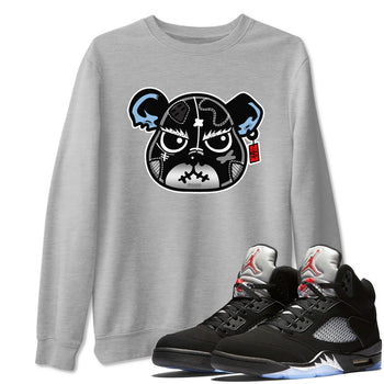 5s Black Metallic Reimagined shirts to match jordans Sneaker Bear Face best t shirts to wear with jordans Air Jordan 5 Reimagined match shoes to clothes SNRT Sneaker Tees unisex cotton Heather Grey 1 shirts