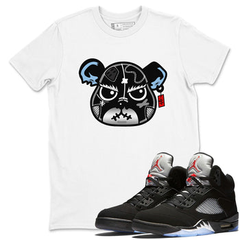 5s Black Metallic Reimagined shirts to match jordans Sneaker Bear Face best t shirts to wear with jordans Air Jordan 5 Reimagined match shoes to clothes SNRT Sneaker Tees unisex cotton White 1 shirts