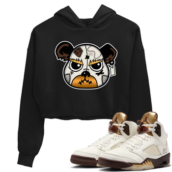 5s Golden Ticket shirts to match jordans  Sneaker Bear Face shirts to match jordans Air Jordan 5 Golden Ticket match shoes to clothes SNRT Sneaker Tees unisex cotton Black 1 crop tee