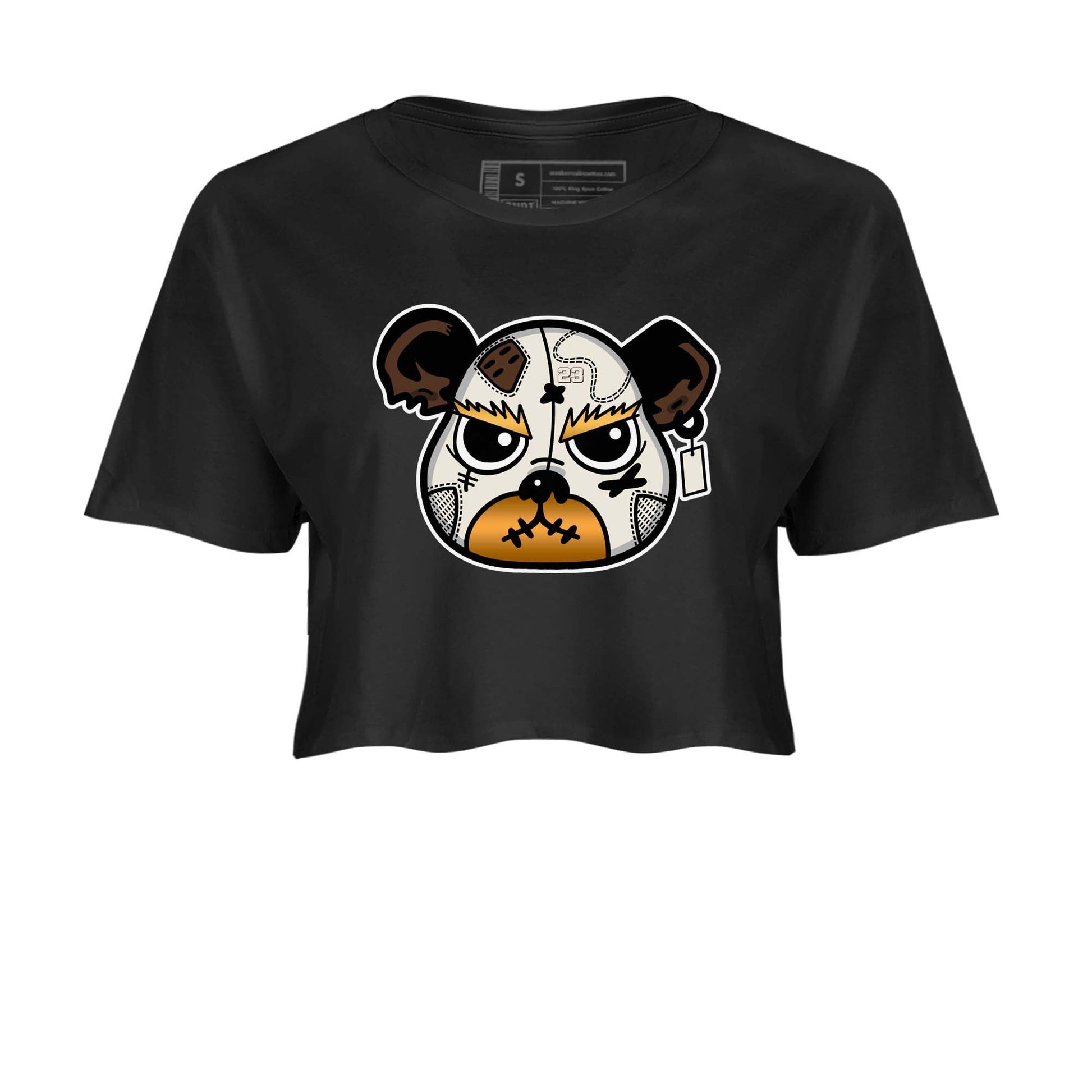 5s Golden Ticket shirts to match jordans  Sneaker Bear Face shirts to match jordans Air Jordan 5 Golden Ticket match shoes to clothes SNRT Sneaker Tees unisex cotton Black 2 crop tee
