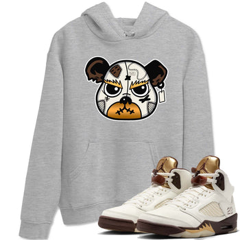 5s Golden Ticket shirts to match jordans  Sneaker Bear Face shirts to match jordans Air Jordan 5 Golden Ticket match shoes to clothes SNRT Sneaker Tees unisex cotton Heather Grey 1 shirts
