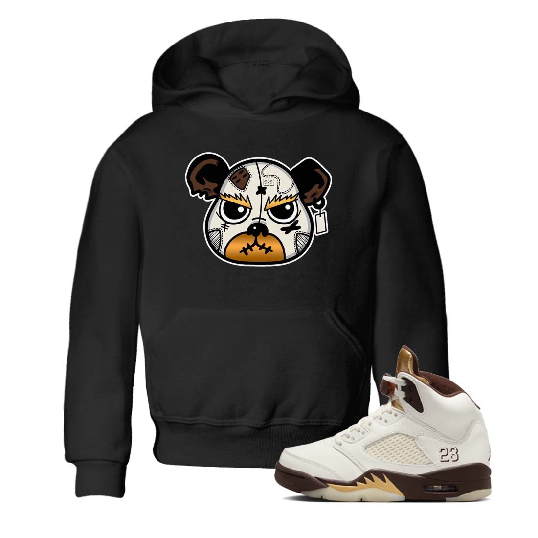 5s Golden Ticket shirts to match jordans  Sneaker Bear Face shirts to match jordans Air Jordan 5 Golden Ticket match shoes to clothes SNRT Sneaker Tees Youth Baby Black 1 tee