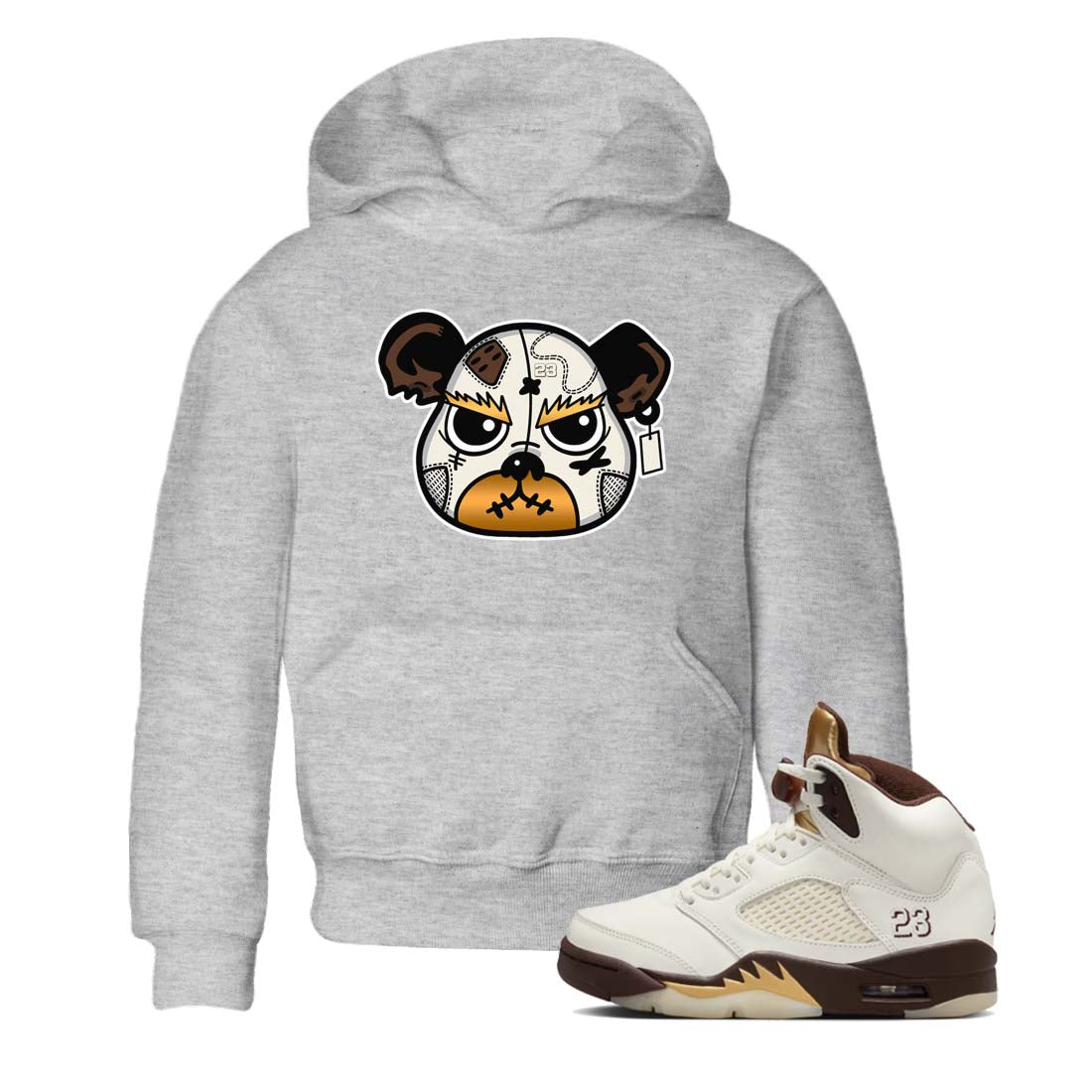 5s Golden Ticket shirts to match jordans  Sneaker Bear Face shirts to match jordans Air Jordan 5 Golden Ticket match shoes to clothes SNRT Sneaker Tees Youth Baby Heather Grey 1 tee