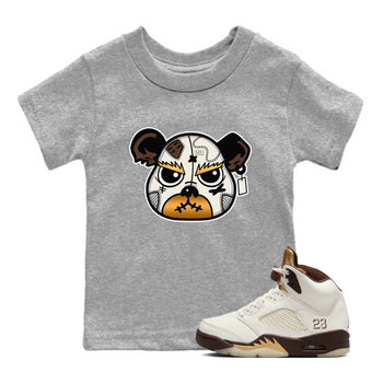 5s Golden Ticket shirts to match jordans  Sneaker Bear Face shirts to match jordans Air Jordan 5 Golden Ticket match shoes to clothes SNRT Sneaker Tees Youth Baby Heather Grey 1 tee