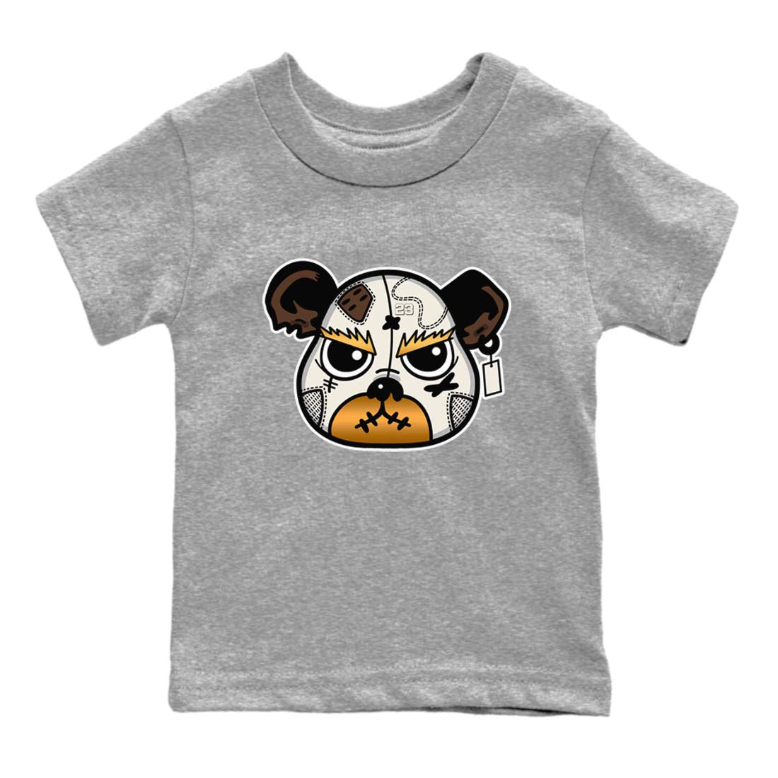 5s Golden Ticket shirts to match jordans  Sneaker Bear Face shirts to match jordans Air Jordan 5 Golden Ticket match shoes to clothes SNRT Sneaker Tees Youth Baby Heather Grey 2 tee